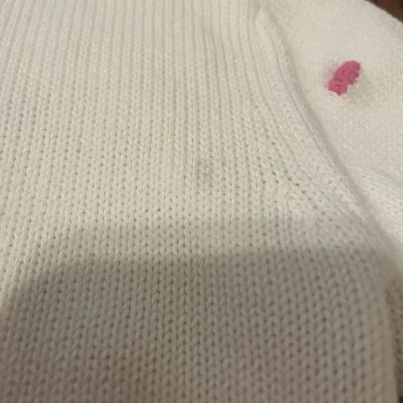 9-12 Months Knitted White Cardigan With Colorful Polka Dots, Buttons Up - Picture 6 of 6